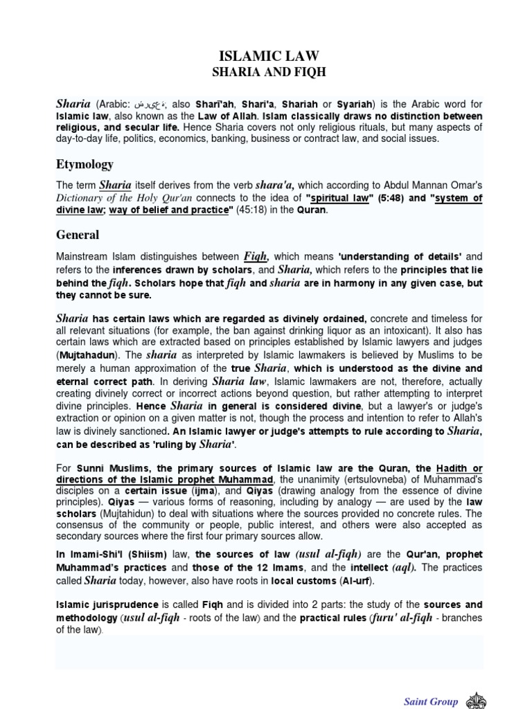 Islamic Law - Sharia and Fiqh | Download Free PDF | Sharia | Islamic ...