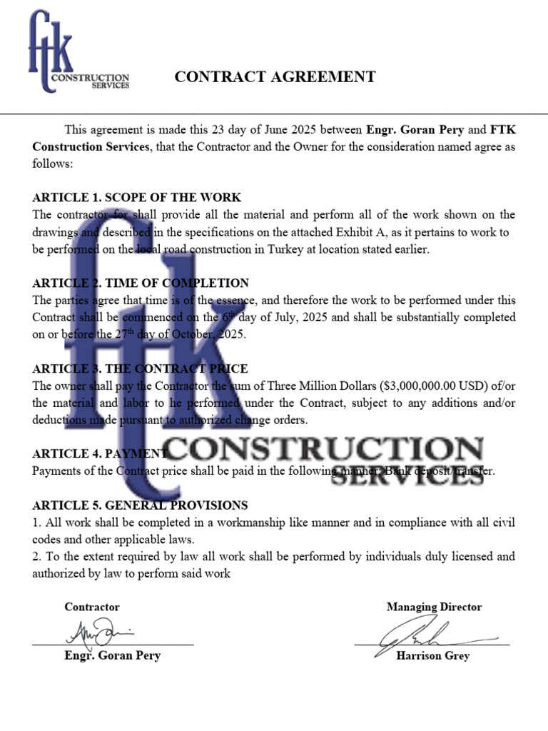Contract FTK | PDF