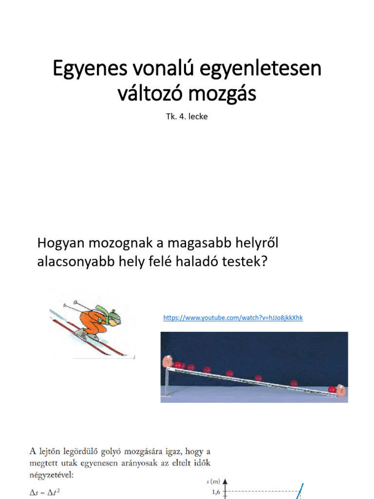 1 - Egyenes Vonalú Egyenletesen Változó Mozgás | PDF