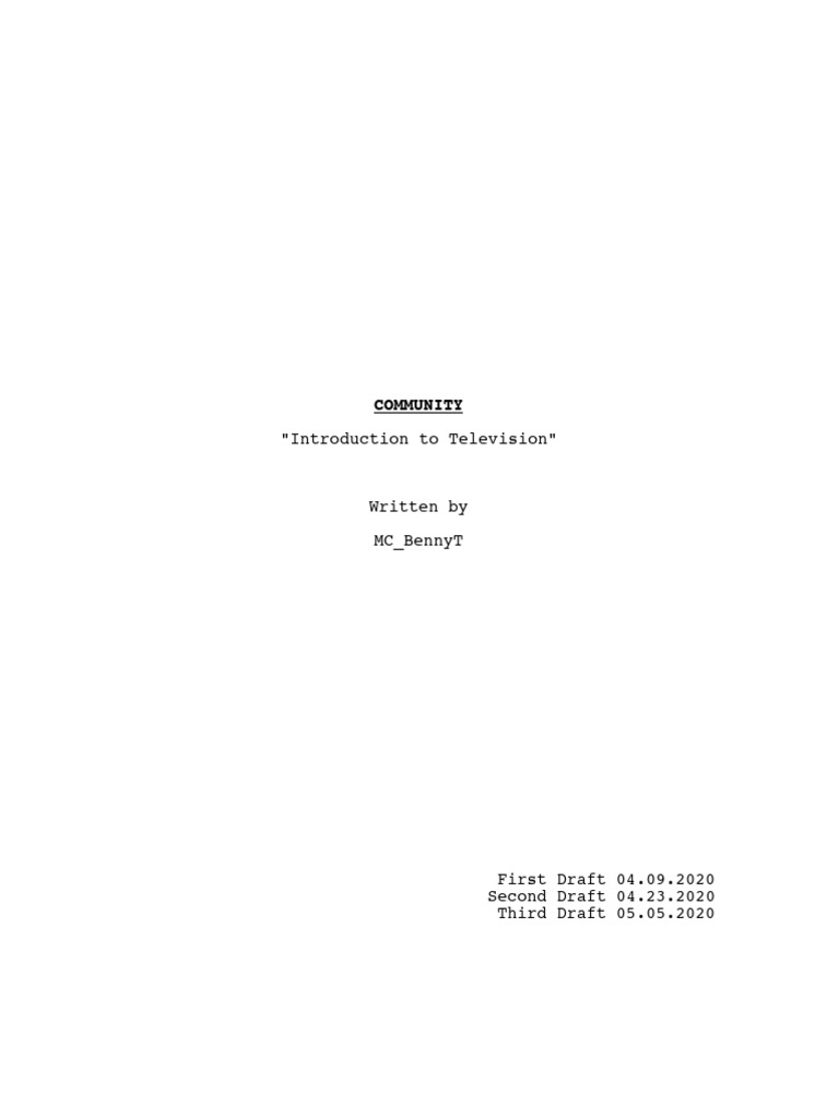 Introduction To Television Third Draft | PDF