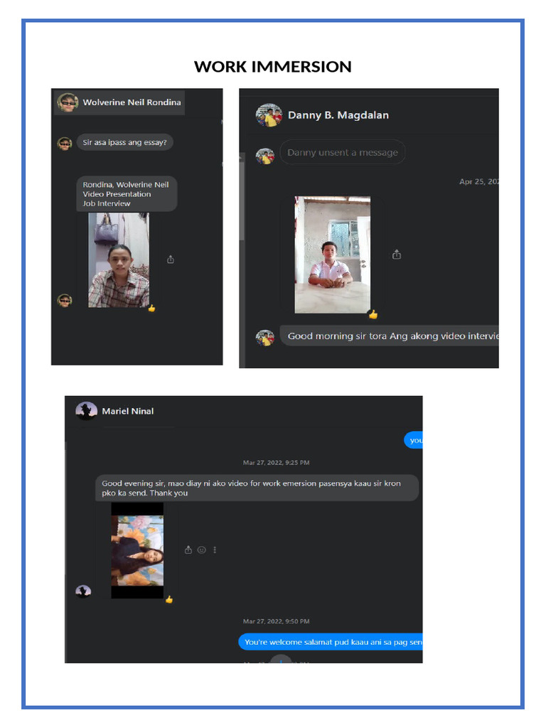 Work Immersion Docs | PDF
