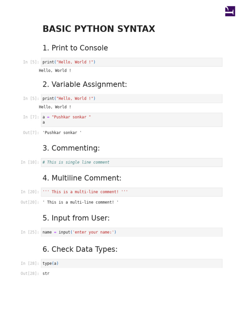 Basic Python Syntax and Data Structures | PDF | Computer Programming ...
