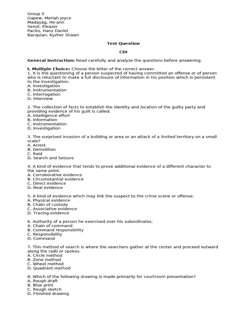 Criminal Investigation Test Questions | PDF | Traffic | Fires