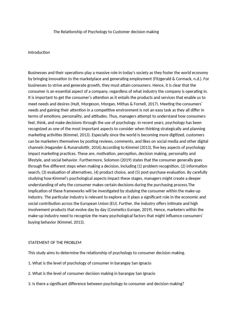 Psychology's Impact on Consumer Choices | PDF | Psychology | Decision ...