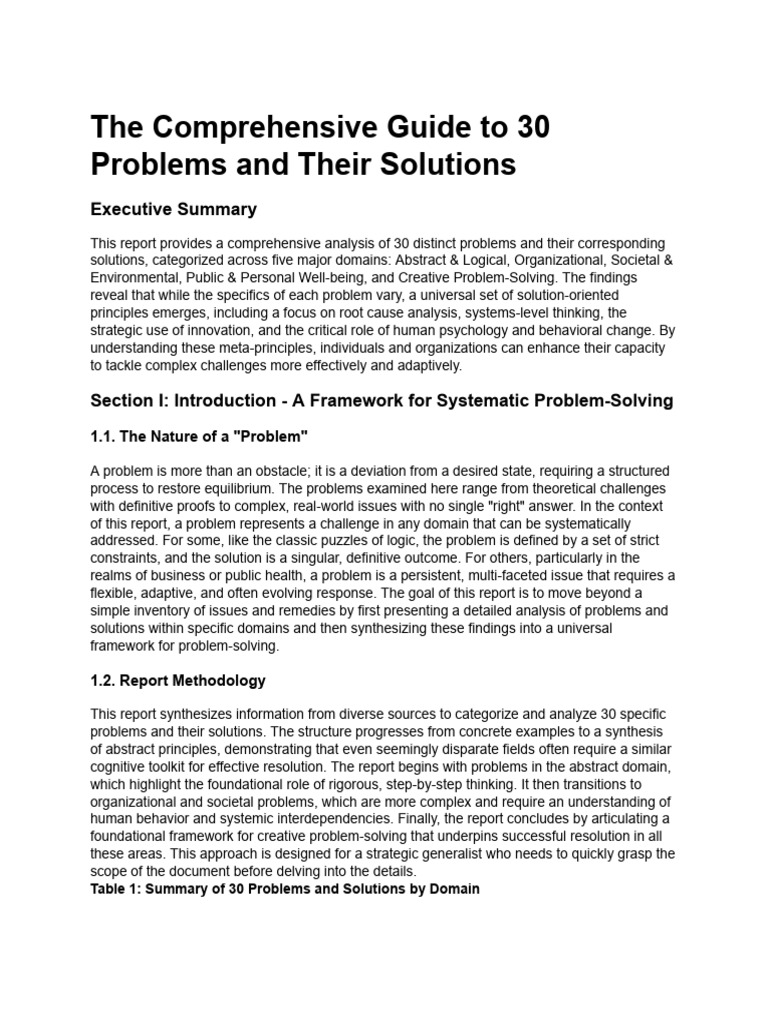 Solutions to 30 Complex Problems | PDF | Climate Change | Sustainability