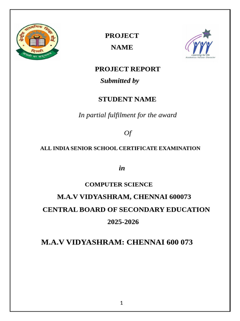 Computer Science Project Report 2025 | PDF
