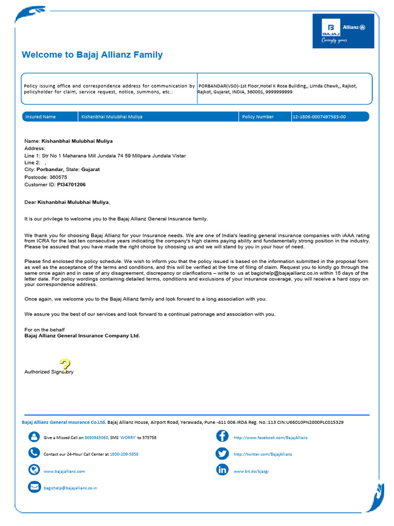 Policy Schedule Doc | PDF | Insurance | Liability Insurance