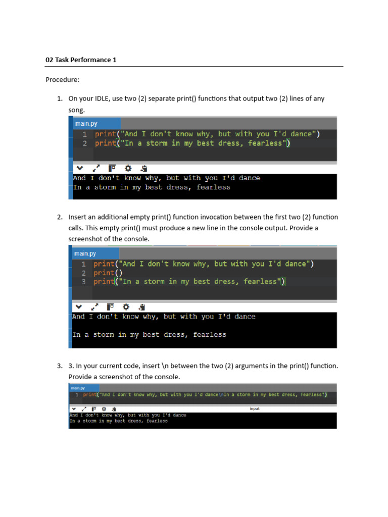 Python Print Function Task Guide | PDF