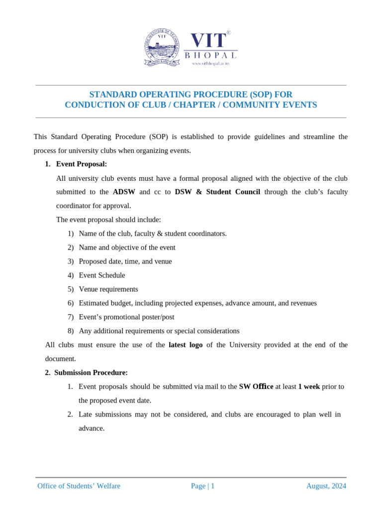 Club Event SOP for English Guidelines | PDF | Expense