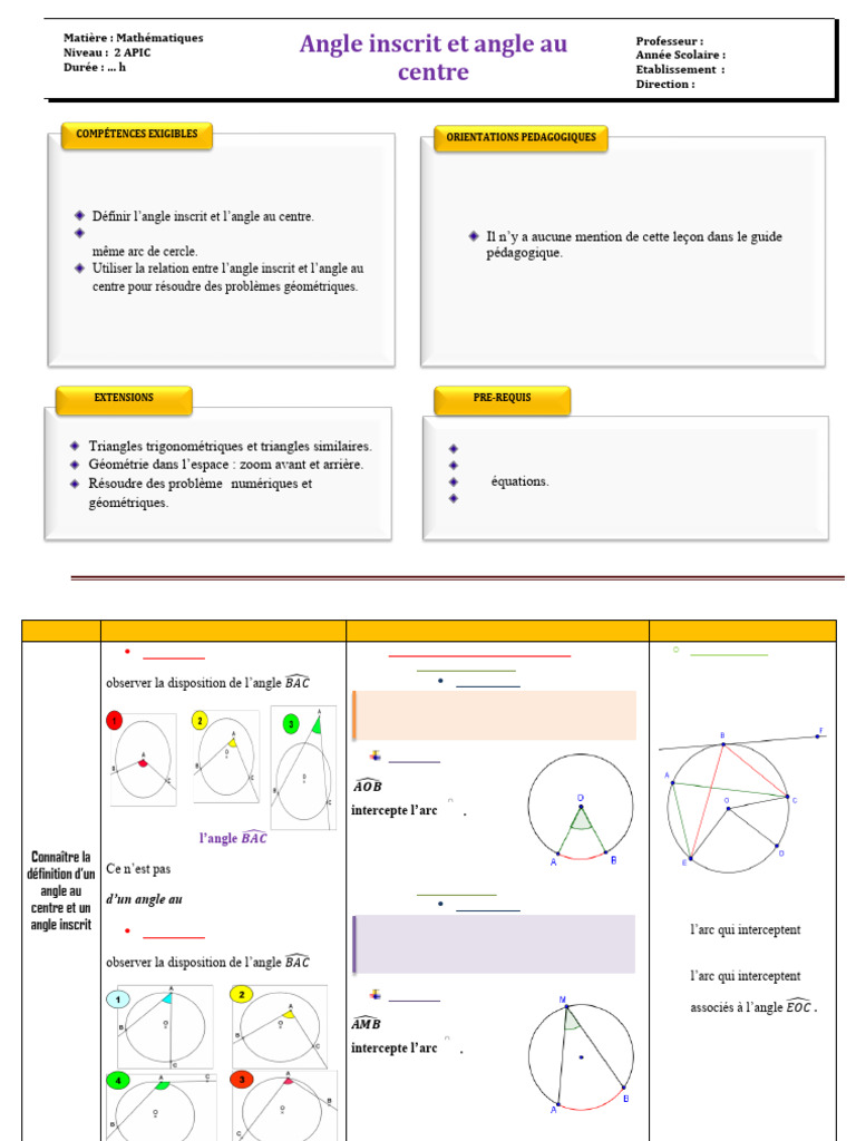 Angles inscrits et angles au centre | PDF | Cercle | Angle