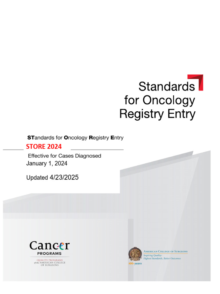 STORE 2024 Oncology Registry Standards | PDF | Radiation Therapy | Cancer