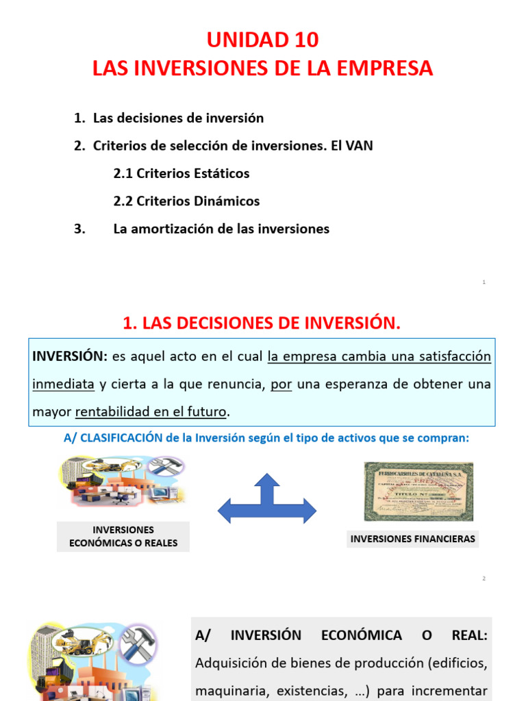 Criterios de Inversión y Amortización Empresarial | PDF | Inversiones ...