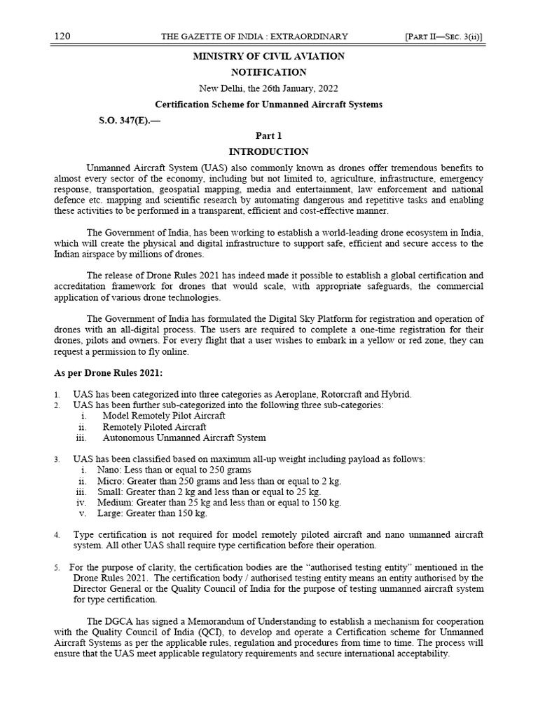 UAS Certification Scheme in India | PDF | Unmanned Aerial Vehicle ...