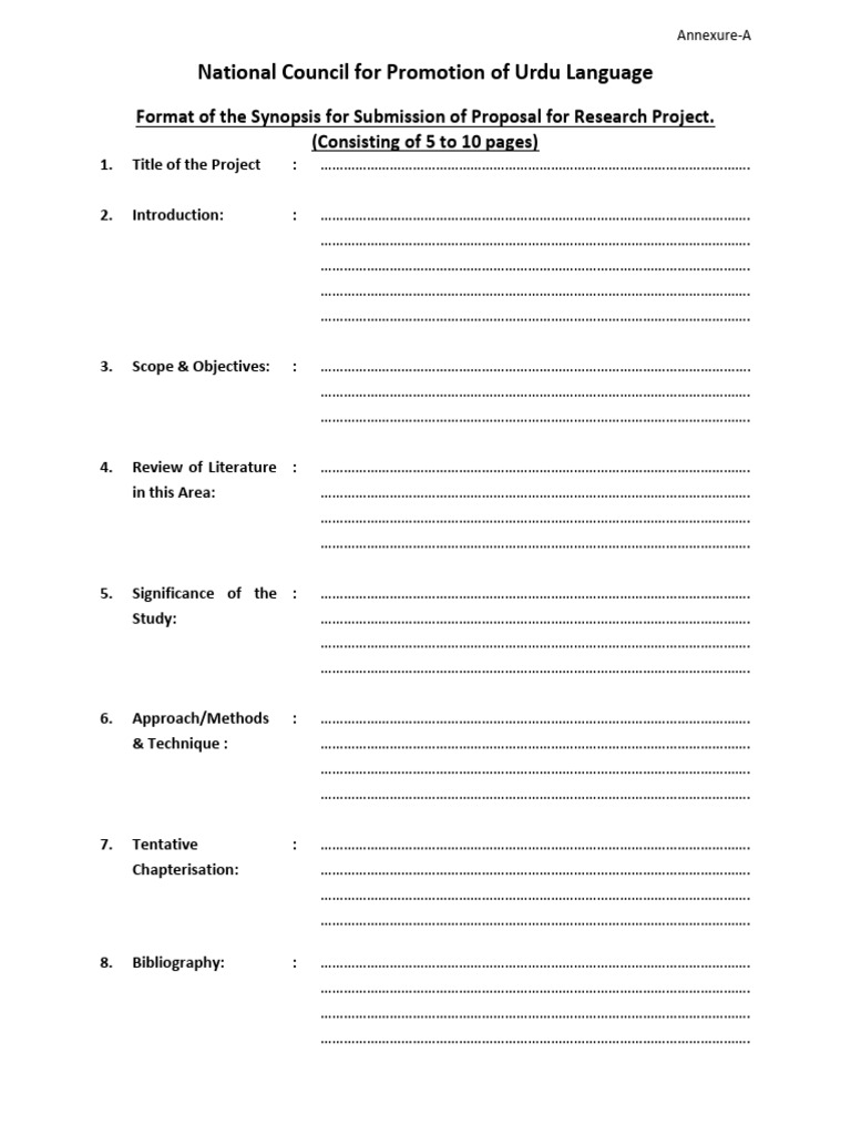Research Proposal Synopsis Format | PDF