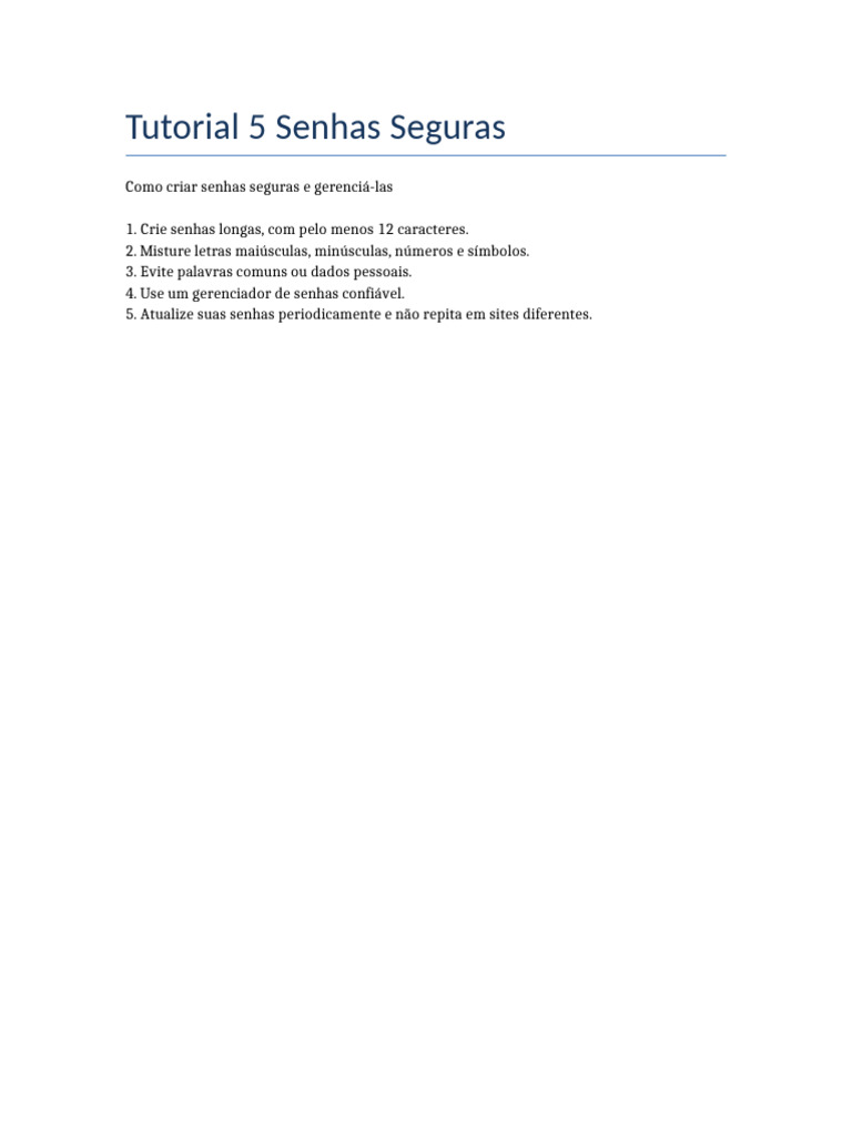 Como Criar Senhas Seguras | PDF