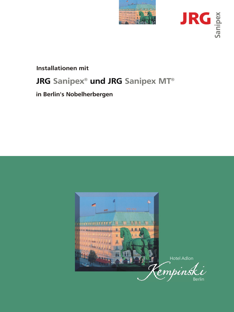 JRG Sanipex Classic & Sanipex MT - Installationen in Nobelherbergen | PDF