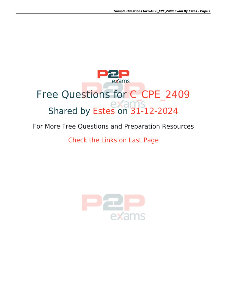 SAP C_CPE_2409 Sample Questions | PDF | Multiple Choice | Computer ...