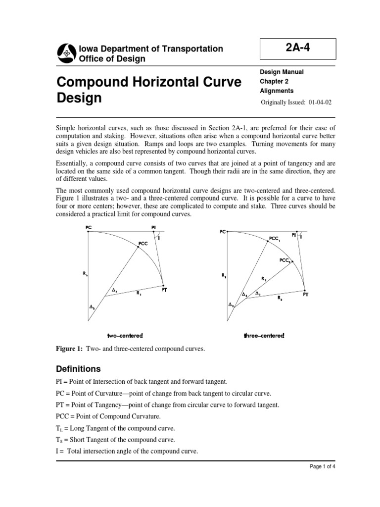 Compound Horizontal Curve Design Guide | PDF | Tangent | Differential ...