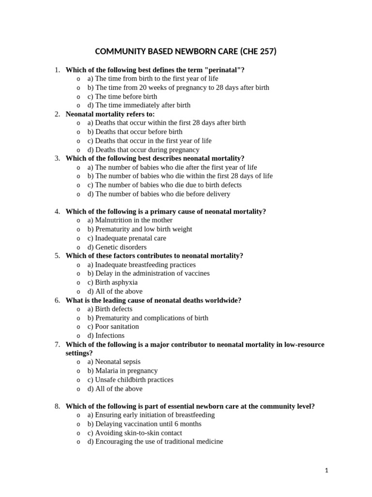 Community-Based Newborn Care Essentials | PDF | Breastfeeding | Infants