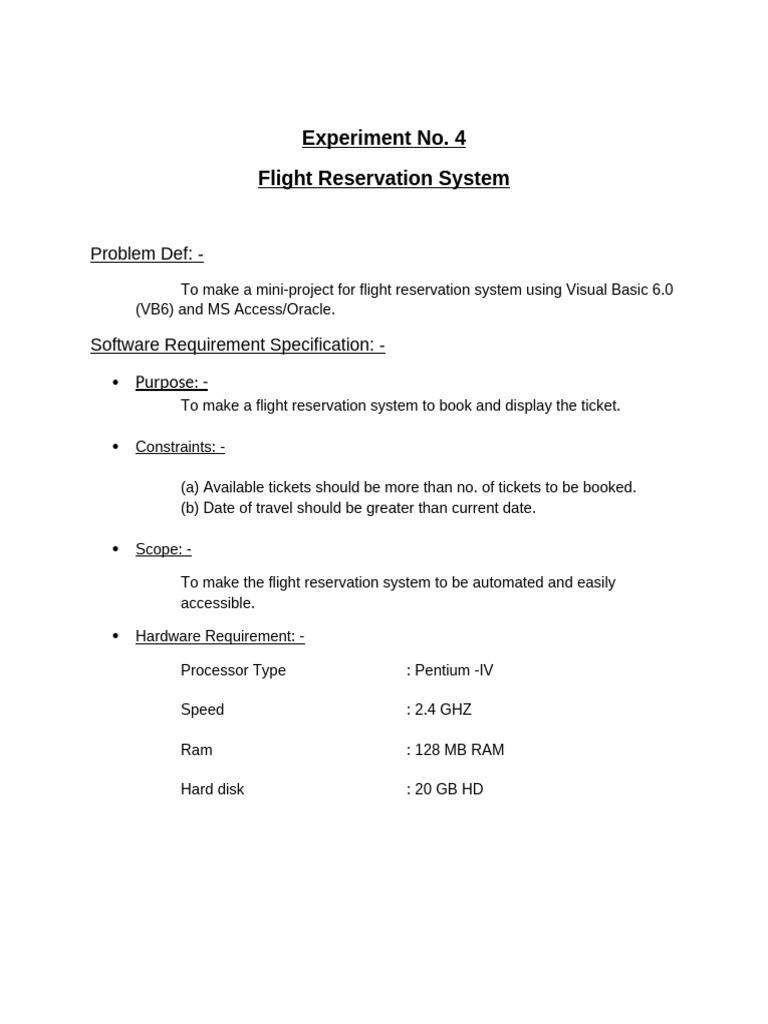 Flight Reservation System Project | PDF | Microsoft Access | Software