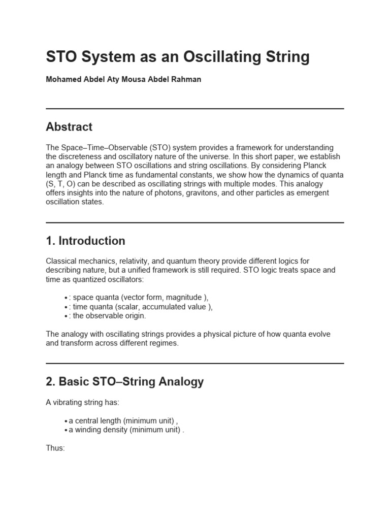 STO System as an Oscillating String | PDF | Quantum | Photon