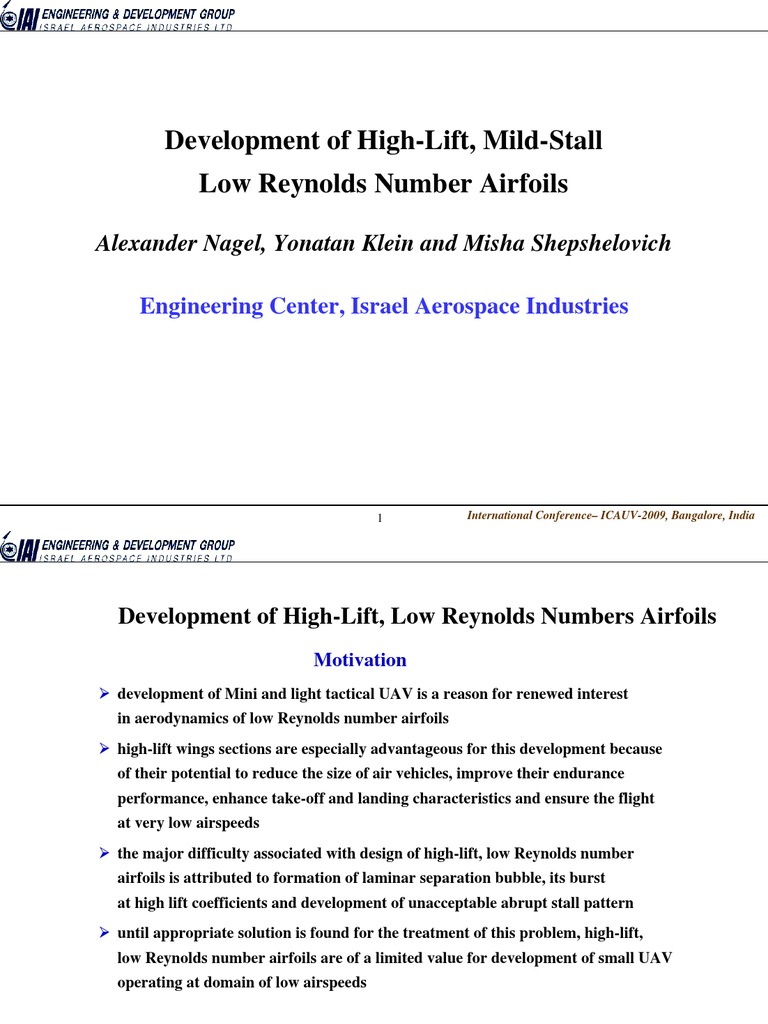 Development of High-Lift, Mild-Stall Low Reynolds Number Airfoils | PDF ...