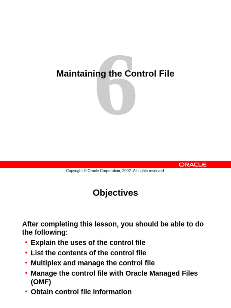Managing Oracle Control Files Guide | PDF | Databases | Information ...