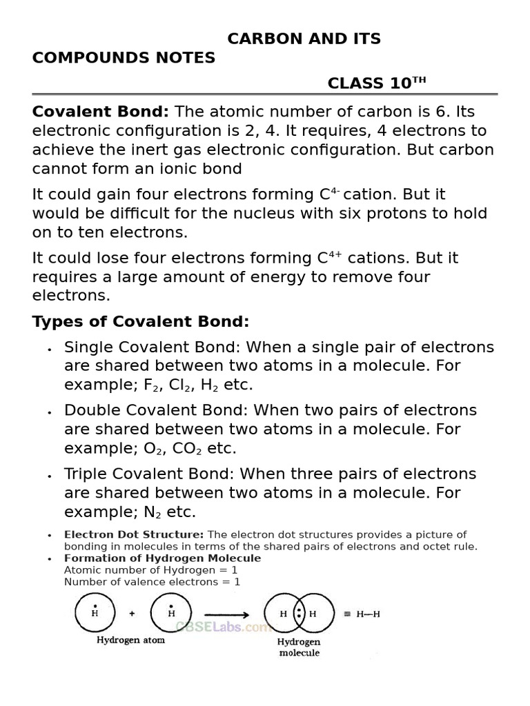 Carbon Compounds Overview for Class 10 | PDF | Acetic Acid | Functional ...
