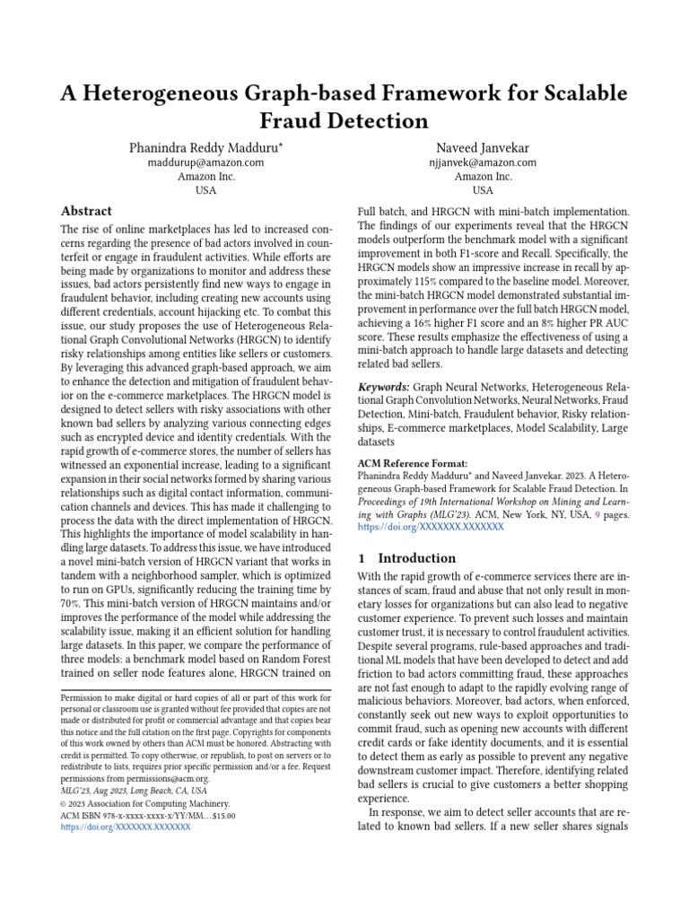 A Heterogeneous Graph Based Framework For Scalable Fraud Detection ...
