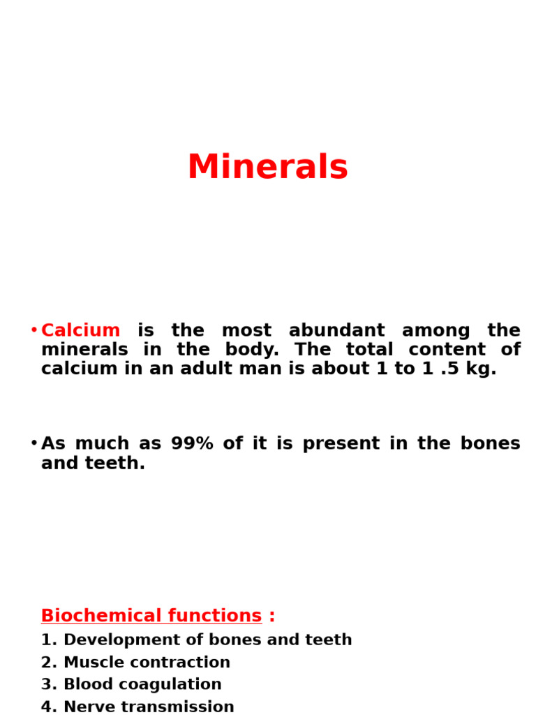 Essential Minerals: Functions and Sources | PDF | Calcium In Biology ...