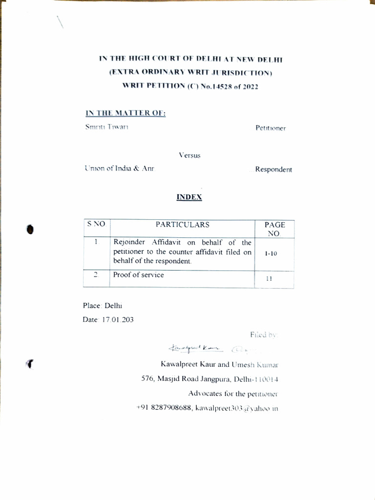 Rejoinder Affidavit in Writ Petition 14528/2022 | PDF | Affidavit ...