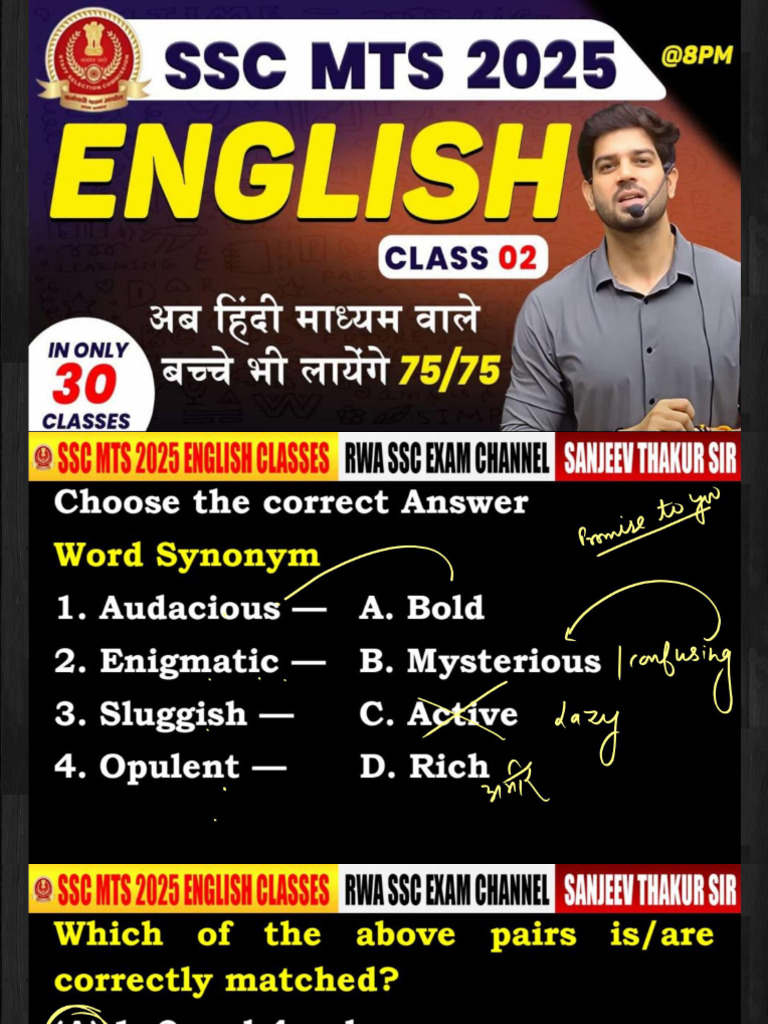 SSC MTS 2025 English Class - 02 | PDF