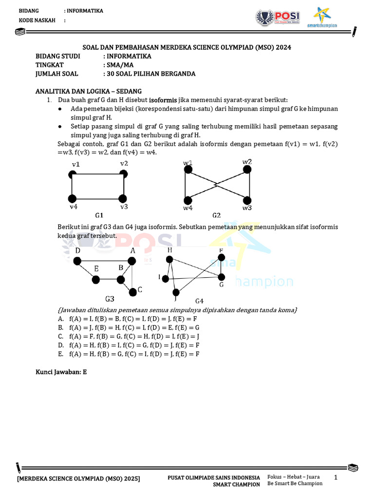 Pembahasan Soal SMA Komputer - MSO 2025 | PDF