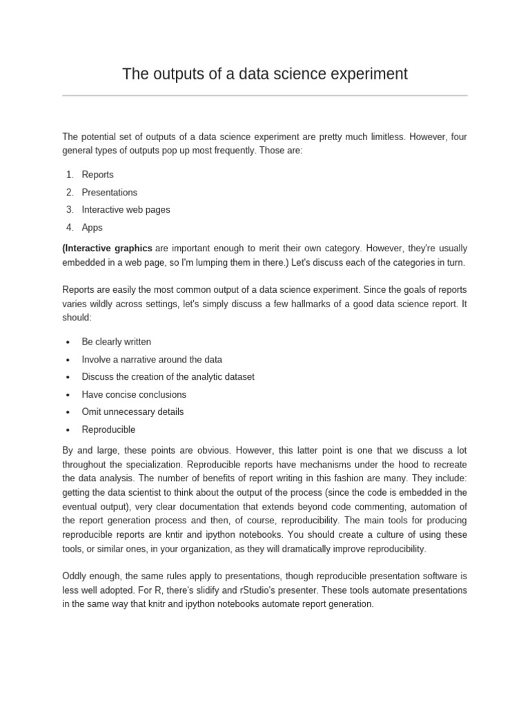 Outputs of Data Science Experiments | PDF | Statistics | Machine Learning
