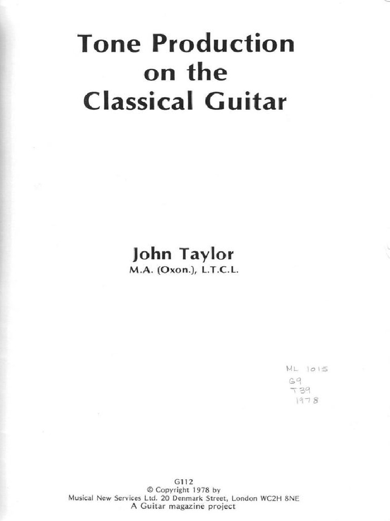 Taylor - Tone Production On The Classical Guitar | PDF