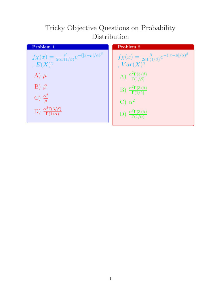 Probability Distribution Objective Questions | PDF