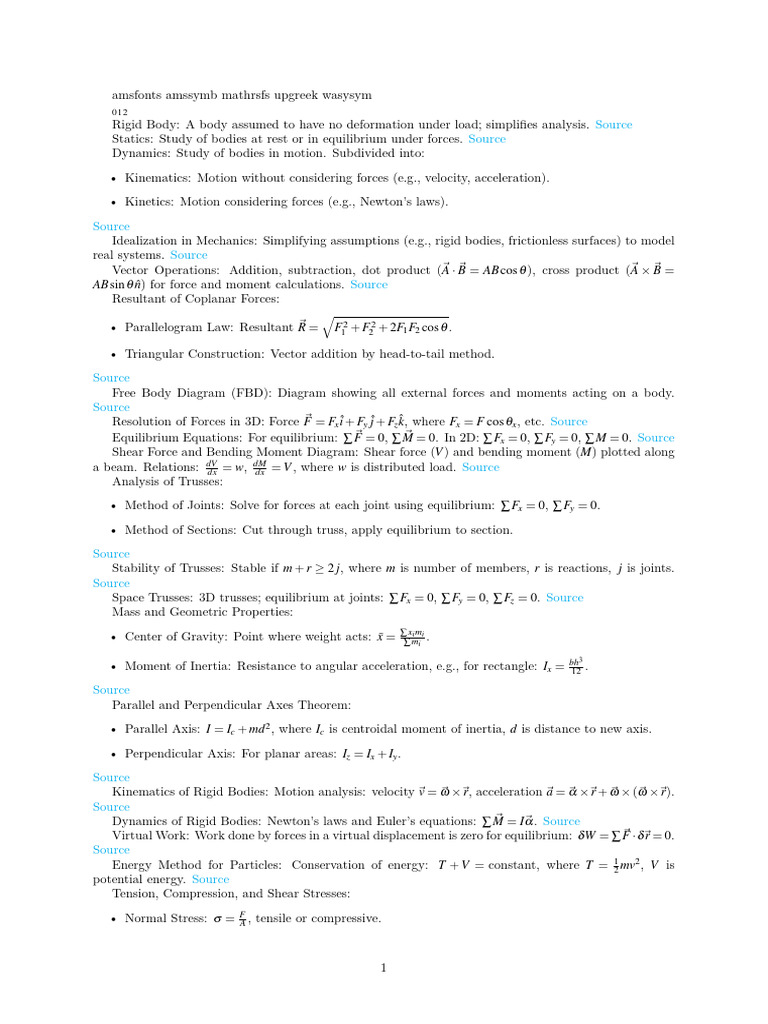 Mechanics: Rigid Bodies and Statics Overview | PDF | Rotation Around A ...