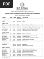 Date Sheet 3rd Year