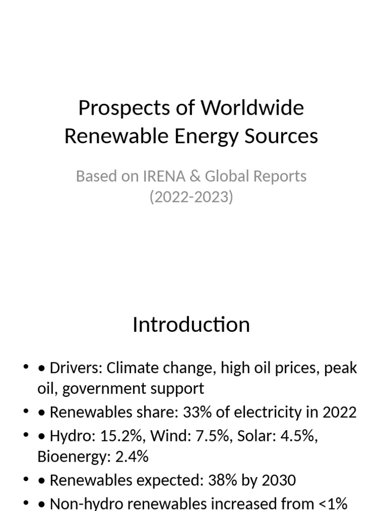 Global Renewable Energy Prospects 2023 | PDF | Renewable Energy ...