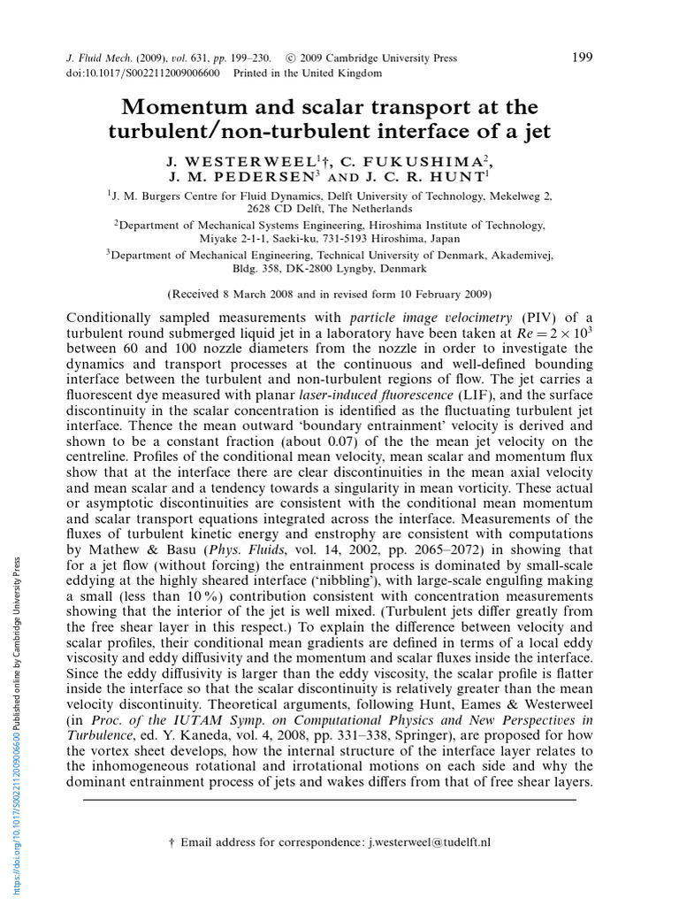 Momentum and Scalar Transport at The Turbulentnon Turbulent Interface ...