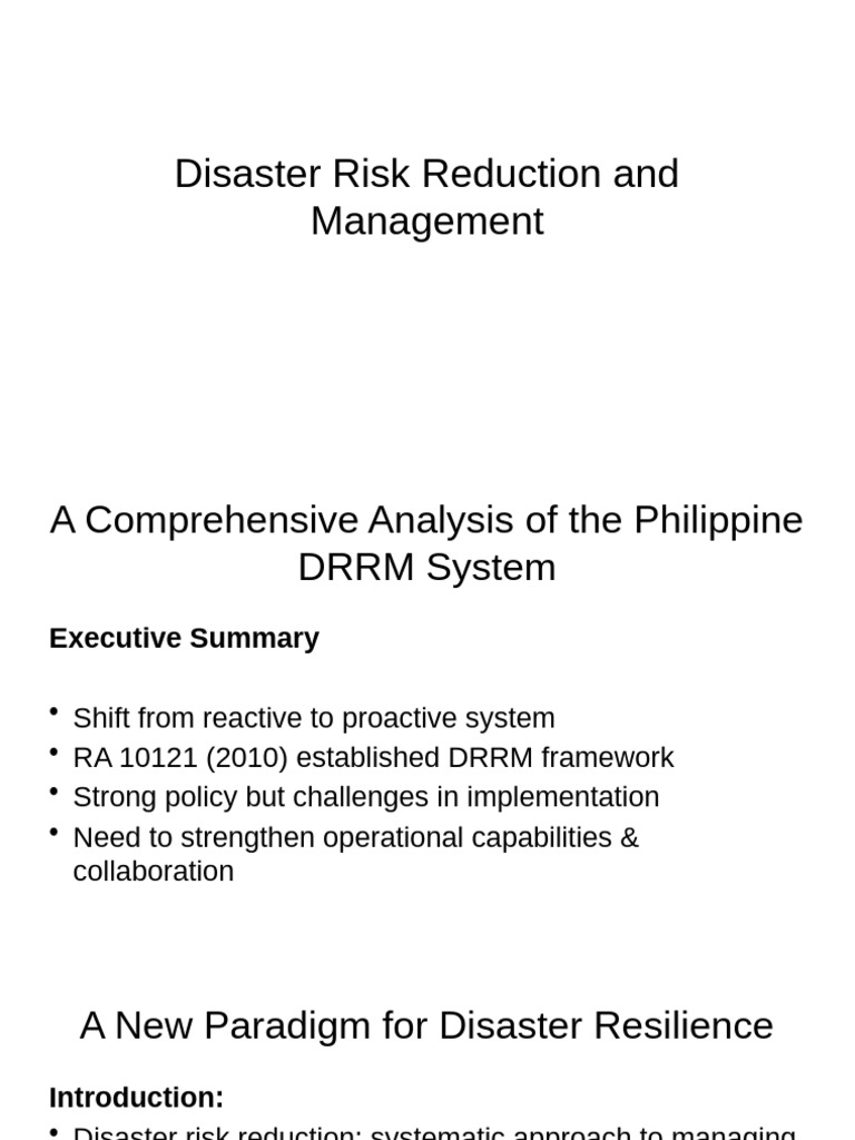 Philippine Disaster Risk Management Overview | PDF | Emergency ...