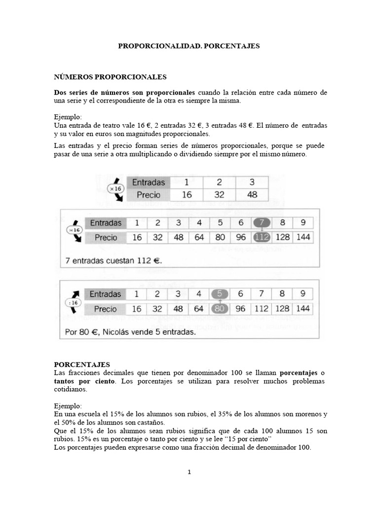 Series Proporcionales y Porcentajes | PDF | Porcentaje | División ...