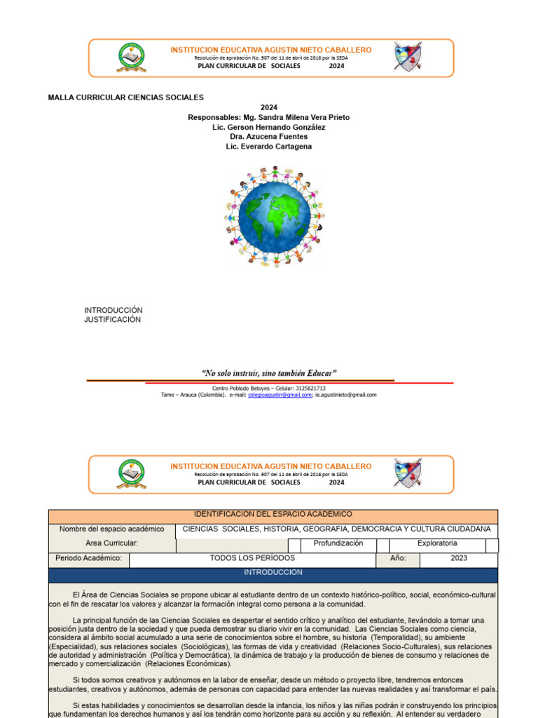 Plan Curricular de Ciencias Sociales 2024 | PDF | Evaluación | Aprendizaje