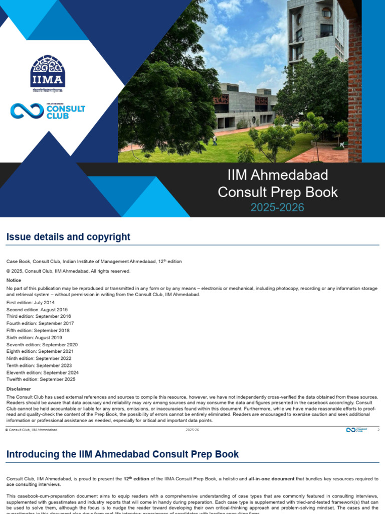IIM Ahmedabad Consult Prep Book 2025-26 | PDF | Profit (Economics ...