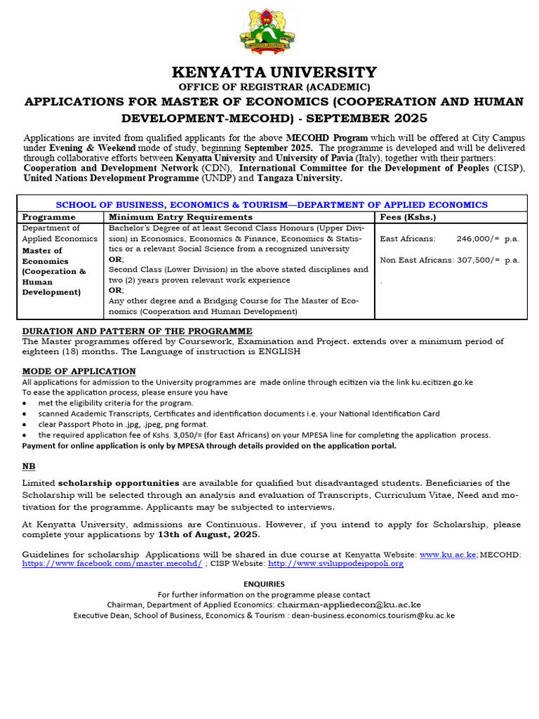 Master of Economics Applications 2025 | PDF | Educational Stages