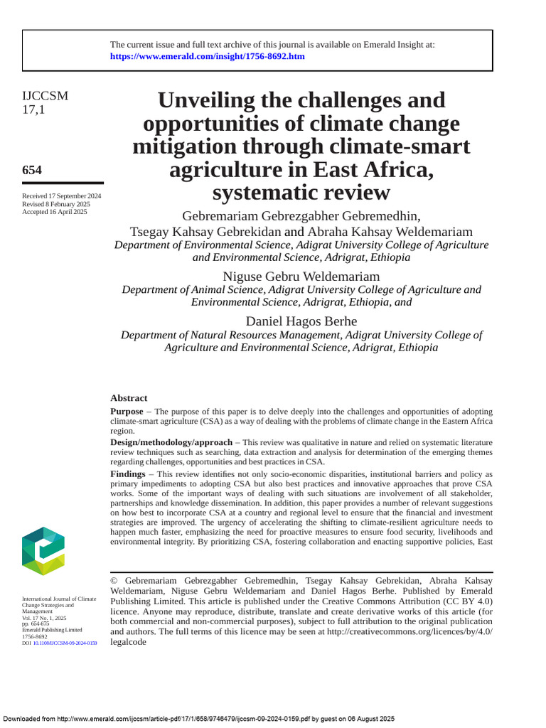 Climate-Smart Agriculture in East Africa | PDF | Agriculture | Climate ...