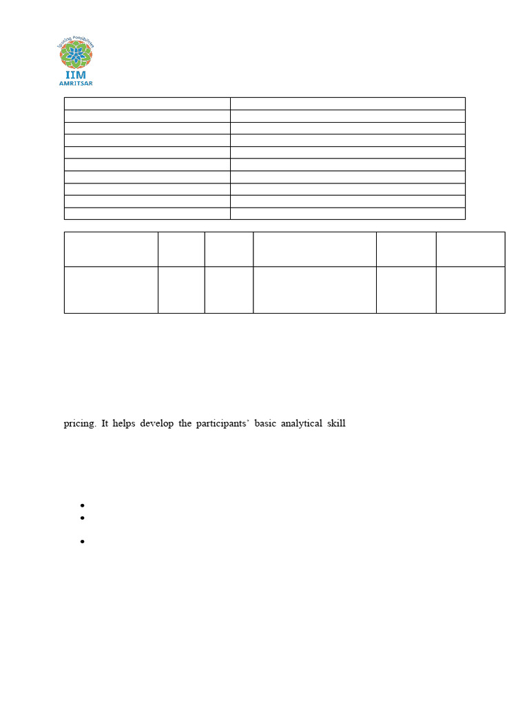 Course Outline - Pricing. | PDF | Pricing | Marketing