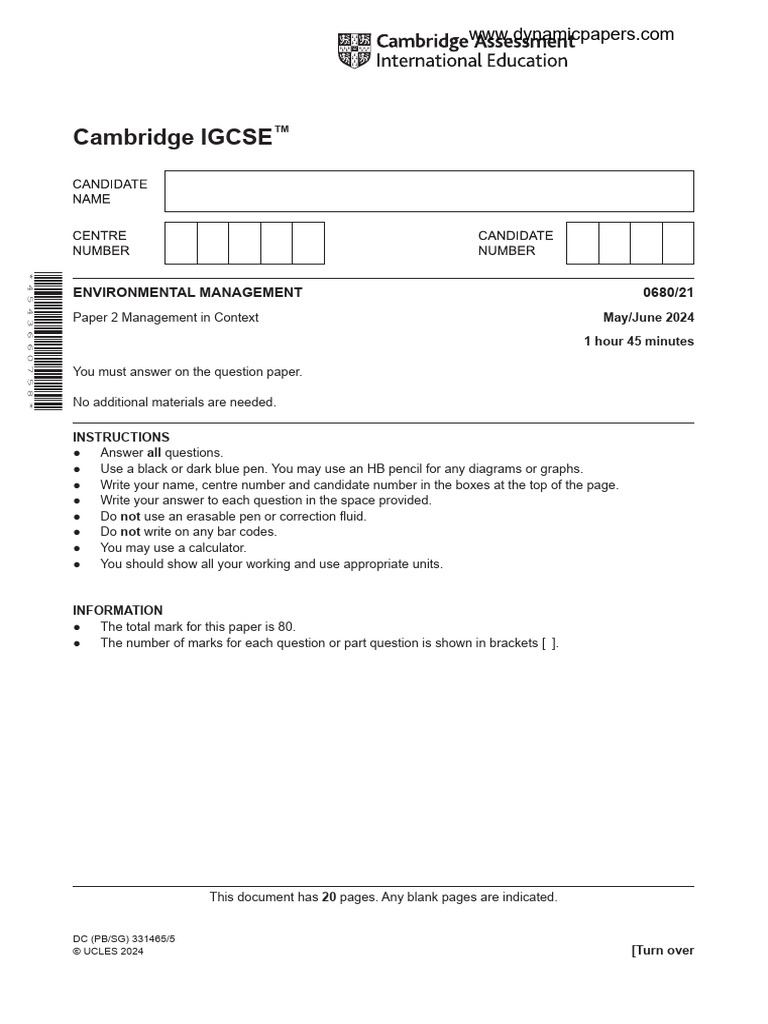 IGCSE Environmental Management 2024 | PDF | Agriculture | Rock (Geology)