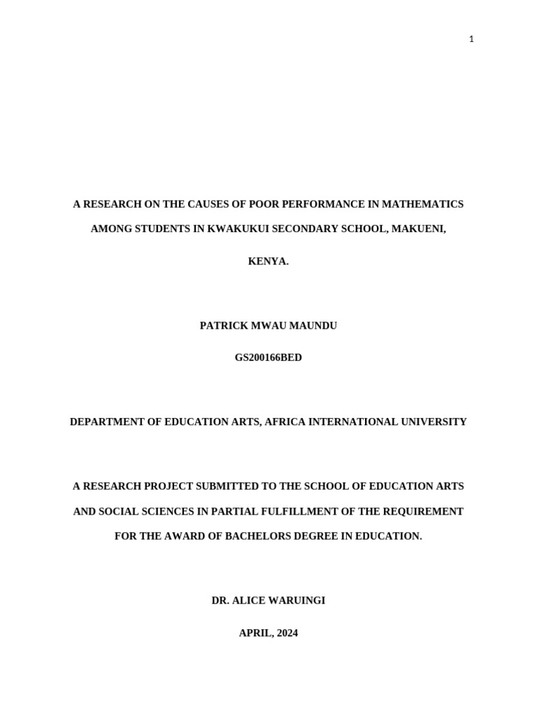 Causes of Poor Math Performance in Kenya | PDF | Teachers | Self Efficacy