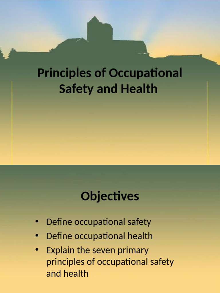 Occupational Safety and Health Principles PDF Occupational Safety